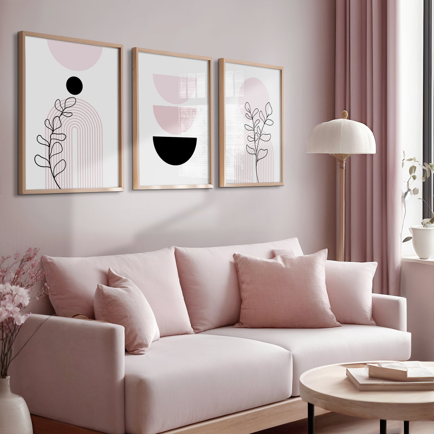 pink geometric wall art