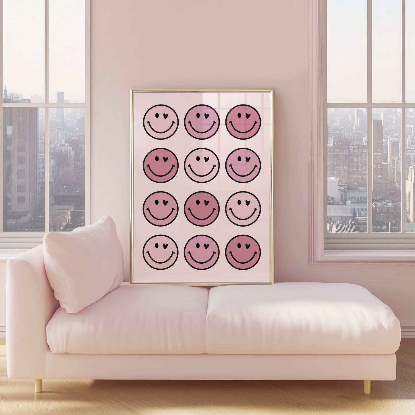 Girls Smiley Face Wall Art Print