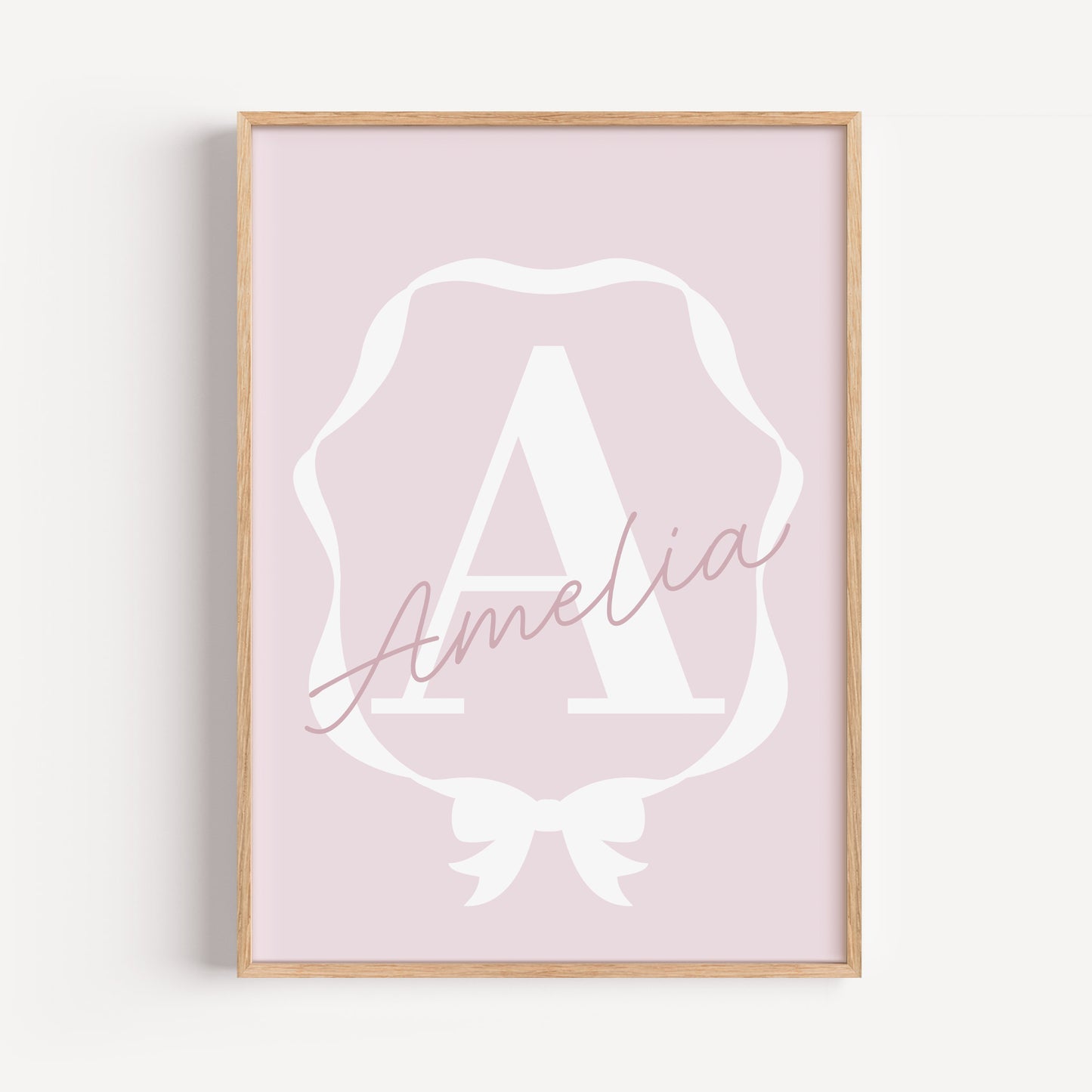Set of 3 Girls Room Personalised Pink Bow Prints
