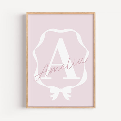 Set of 3 Girls Room Personalised Pink Bow Prints
