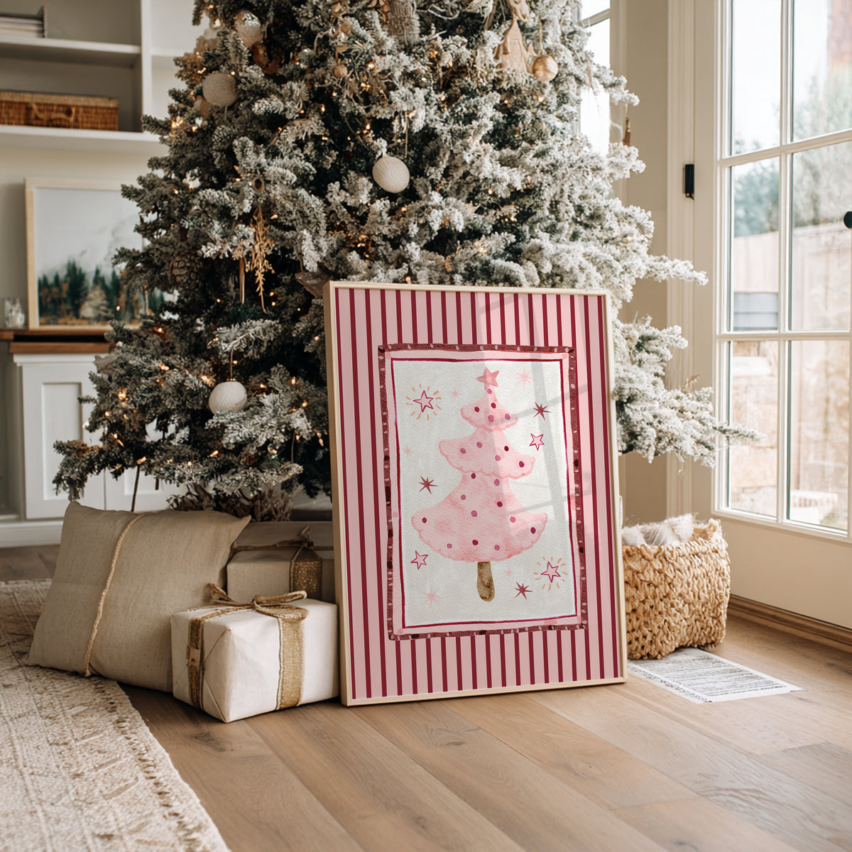 Pink Christmas Tree Print
