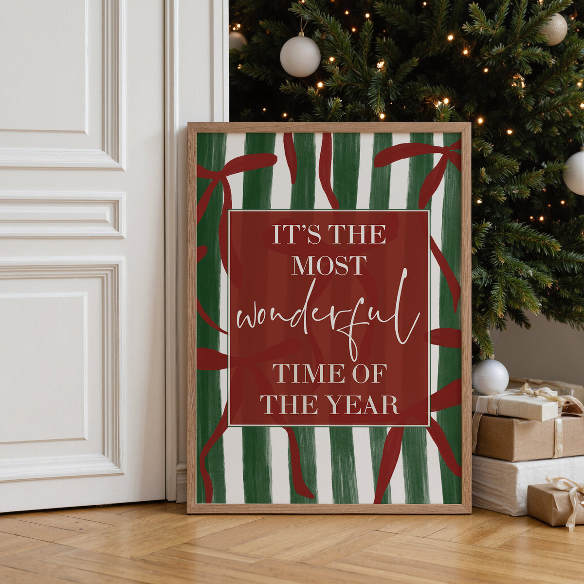 Red & Green Christmas Wall Art Print