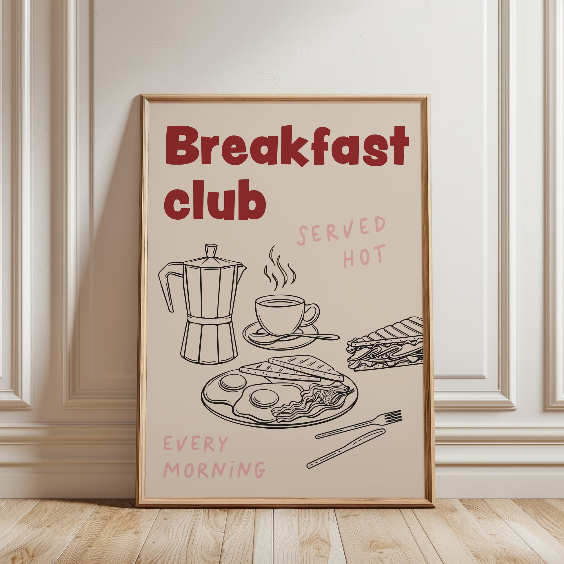red kitchen print, breakfast club poster
