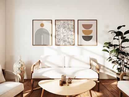 Set of 3 Abstract Boho Wall Art Prints