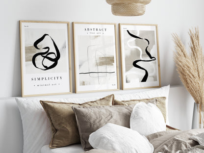 Set of 3 Neutral Abstract Wall Art Prints