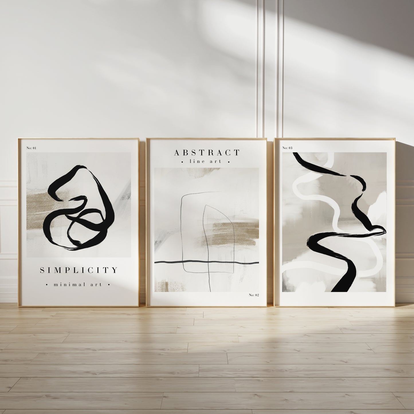 Set of 3 Neutral Abstract Wall Art Prints