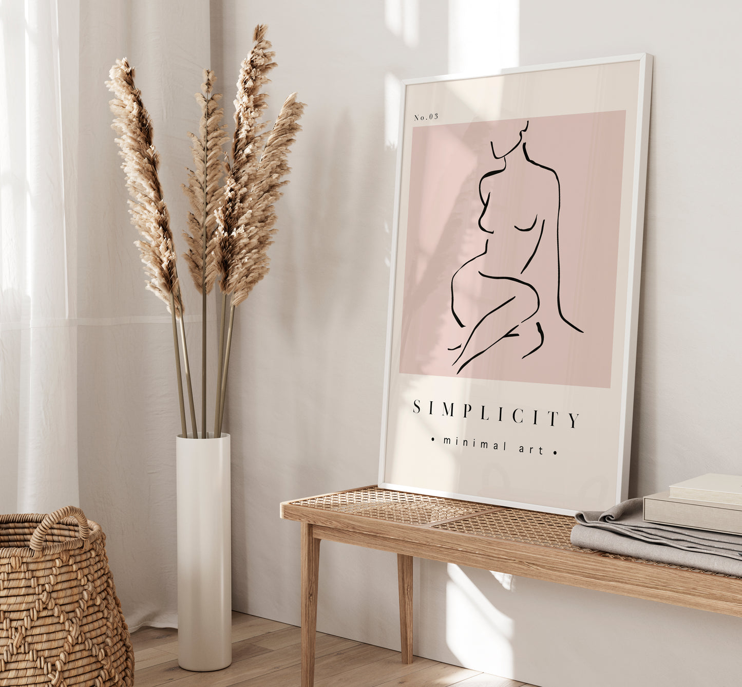 Set of 3 Pink Women Abstract Wall Art Prints