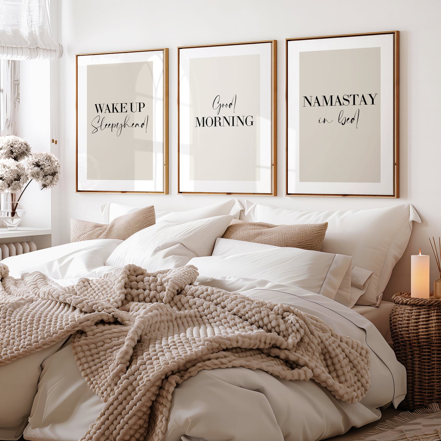 Set of 3 Bedroom Prints, Choose Your Colour