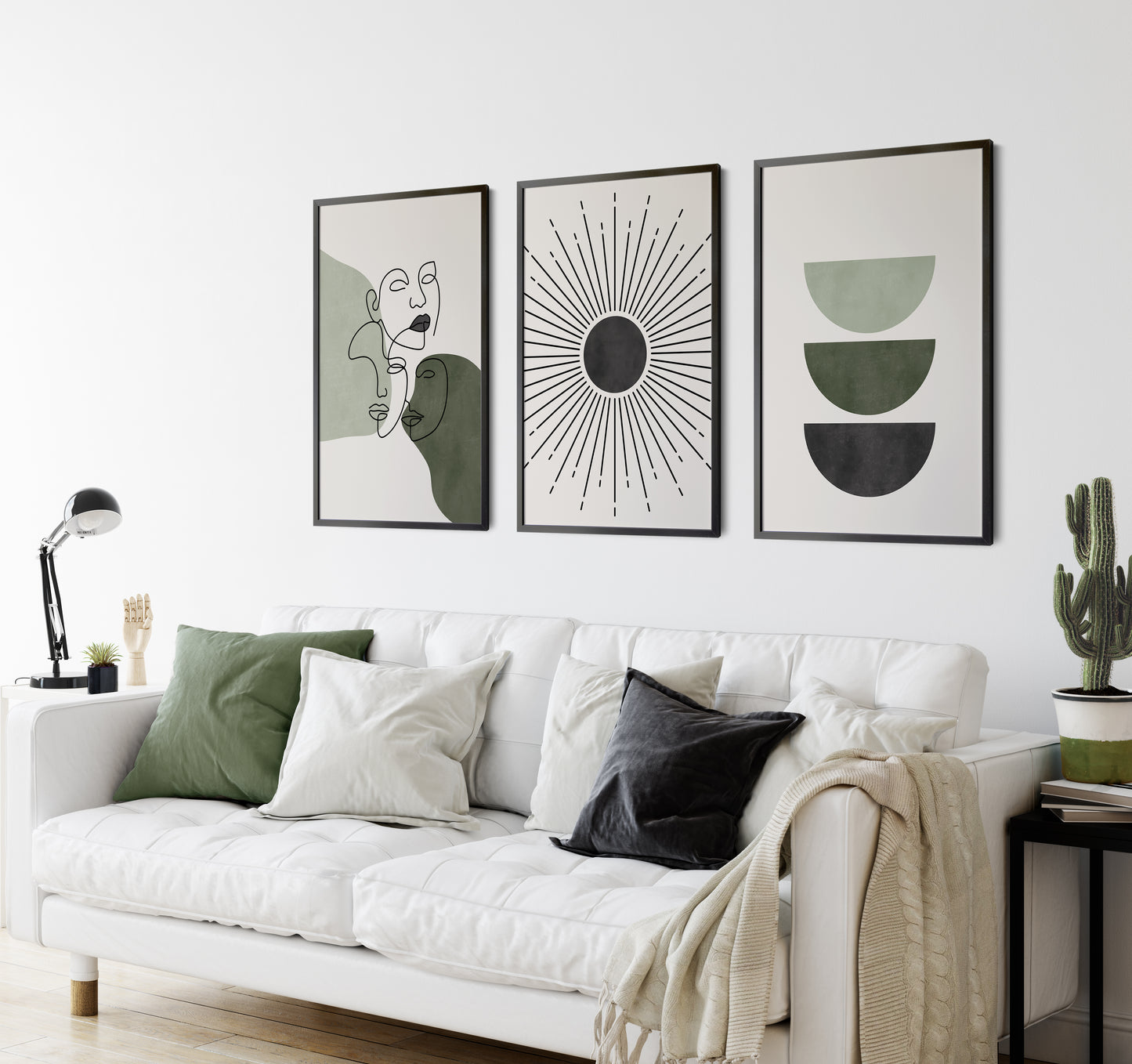 Set of 3 Green Mid Century Wall Art Prints