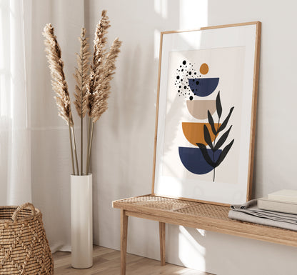 Set of 3 Navy & Rust Boho Wall Art Prints