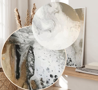 Set of 3 Bronze Abstract Wall Art Prints