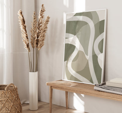 Set of 3 Sage Green Abstract Wall Art Prints