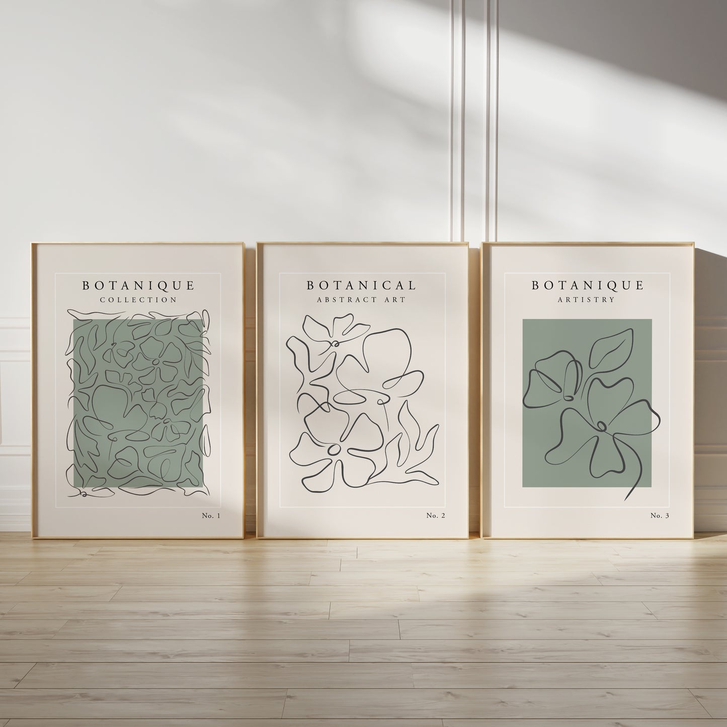 Set of 3 Green Botanical Wall Art Prints