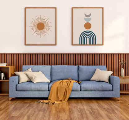 Set of 3 Rust Orange & Blue Prints