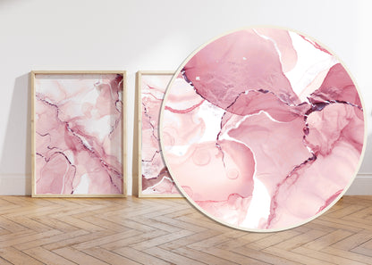 Set of 3 Pink Marble Wall Art Prints
