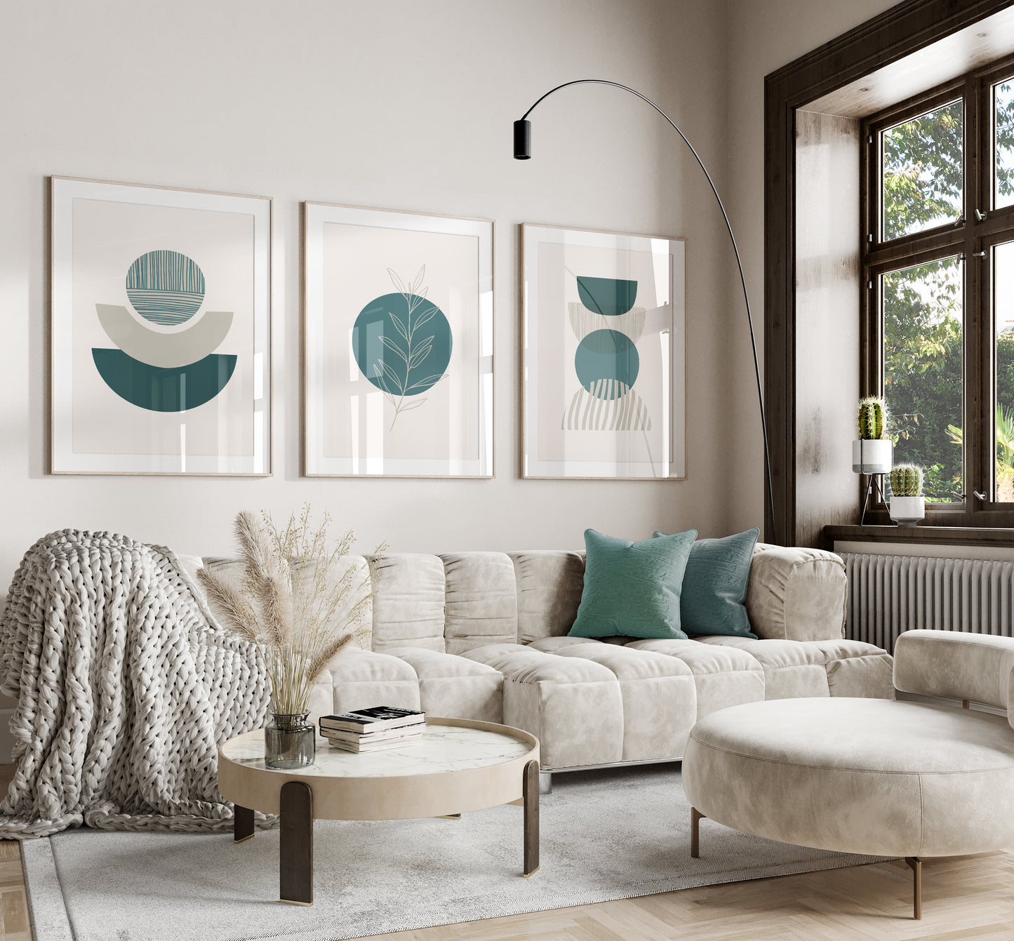 Set of 3 Teal Boho Wall Prints