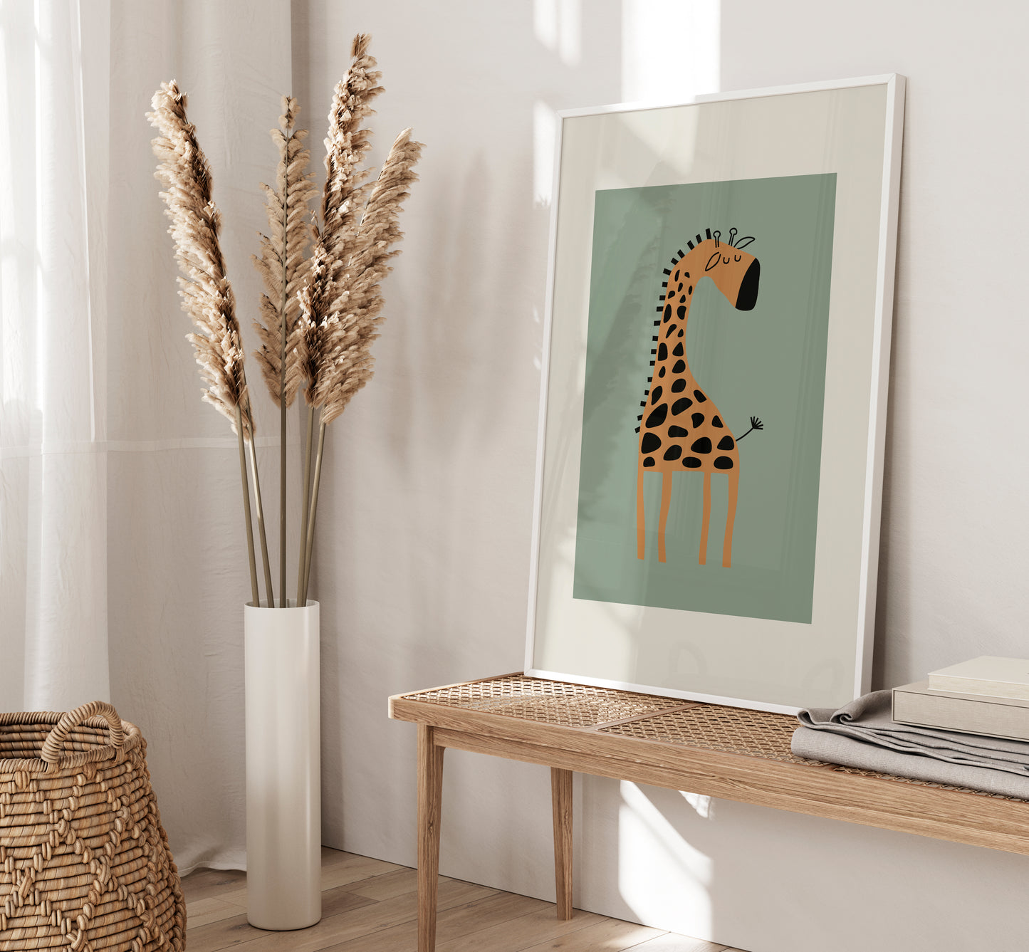 Set of 3 sage green safari animal Nursery Wall Art Prints