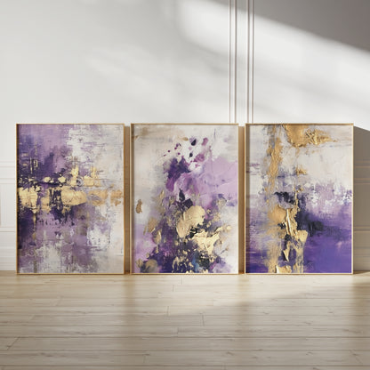 Set of 3 Purple Abstract Prints