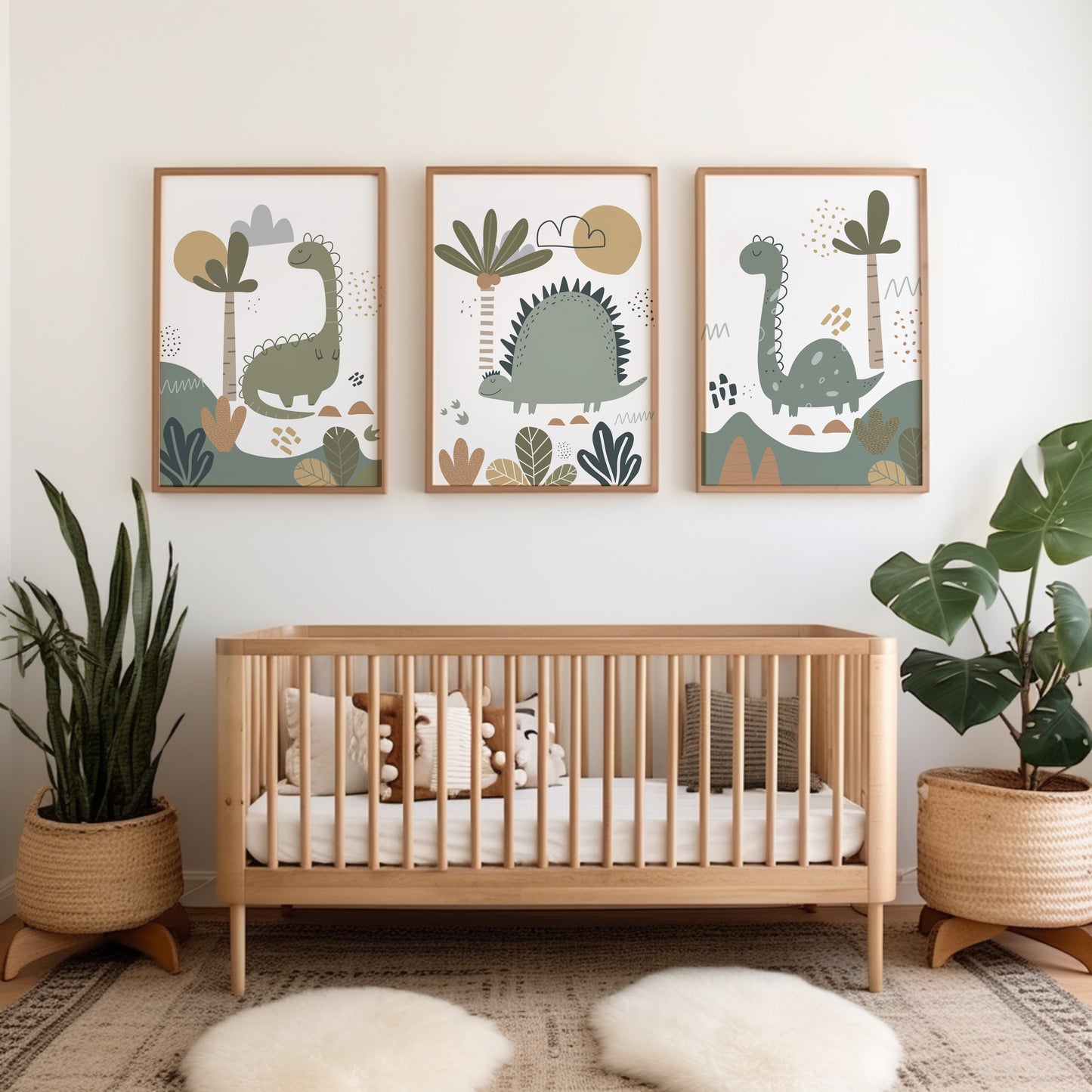 Set of 3 Cute Dinosaur Nursery Wall Prints