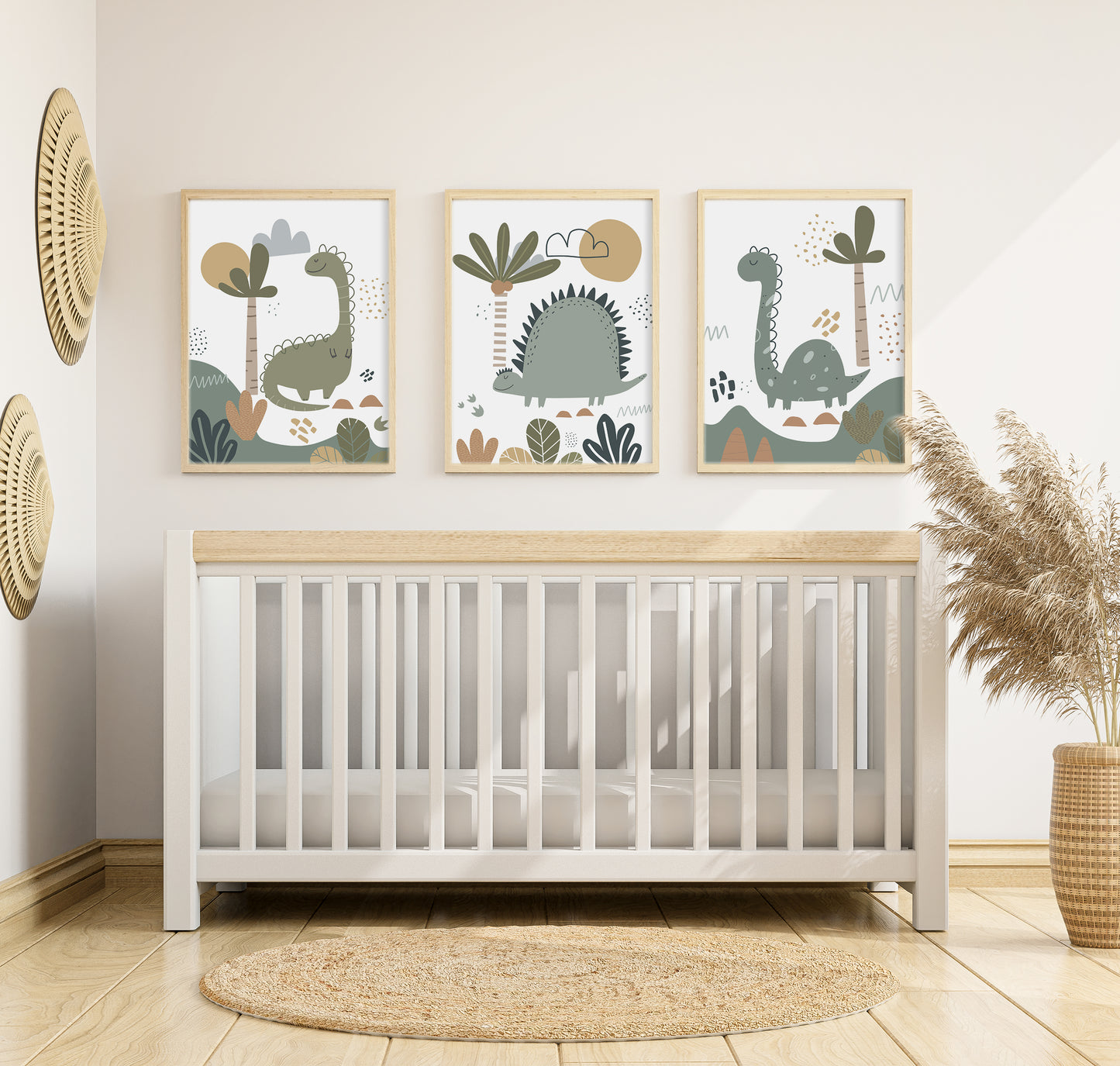 Set of 3 Cute Dinosaur Nursery Wall Prints