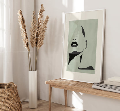 Set of 3 Green Abstract Women Wall Art Prints