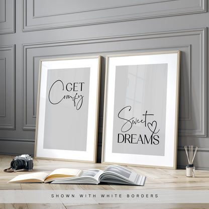 Set of 2 Bedroom Prints, Grey