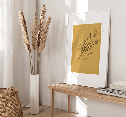 Set of 3 Mustard Botanical Wall Art Prints