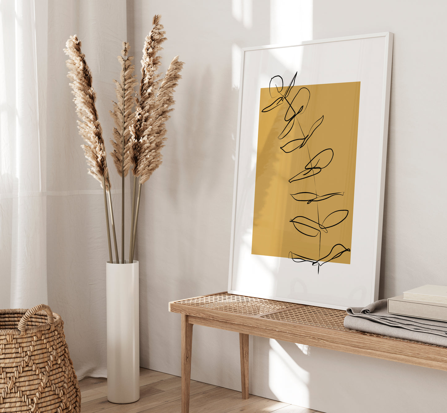 Set of 3 Mustard Botanical Wall Art Prints