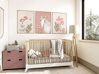 Set of 3 Girls Pink Unicorn Bedroom Wall Prints