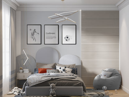 Set of 3 Black & Grey Abstract Goalkeeper Wall Art Prints