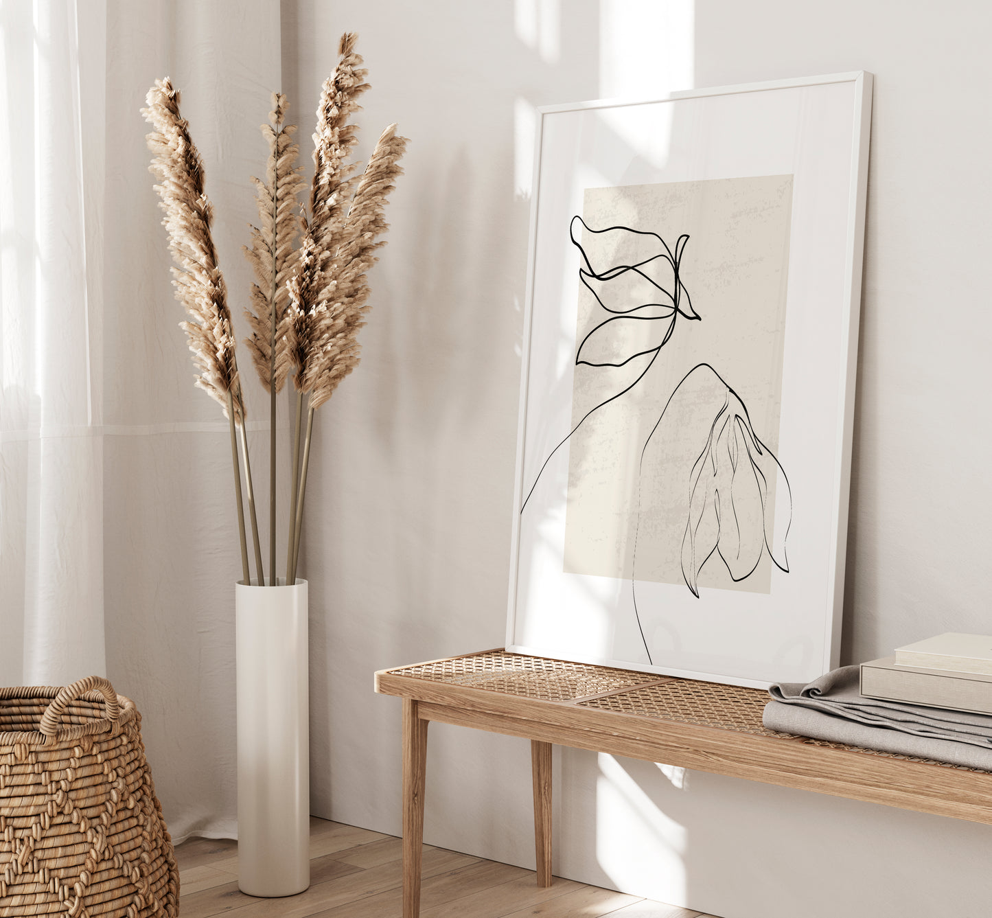 Set of 3 Neutral Botanical Line Art Wall Prints