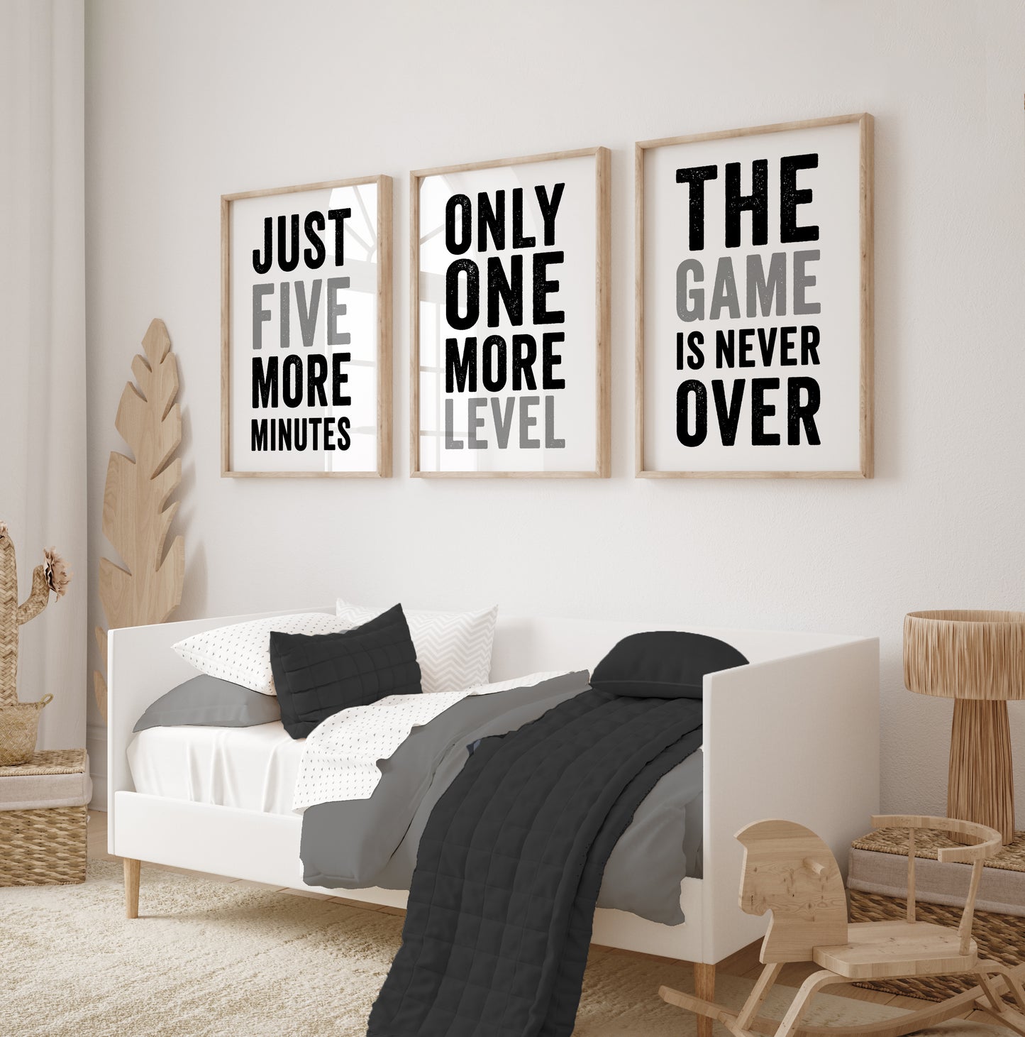 Set of 3 Black & Grey Boys Gaming Prints