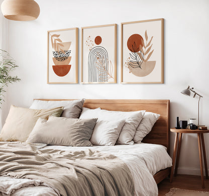 Set of 3 Terracotta Boho Wall Art Prints