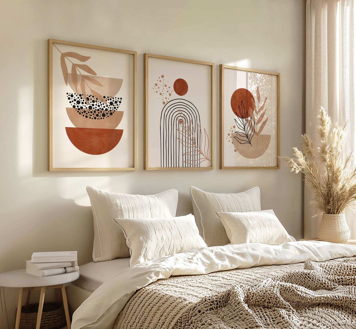 Set of 3 Terracotta Boho Wall Art Prints
