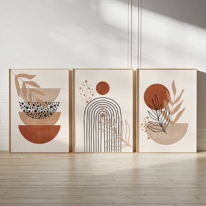 Set of 3 Terracotta Boho Wall Art Prints