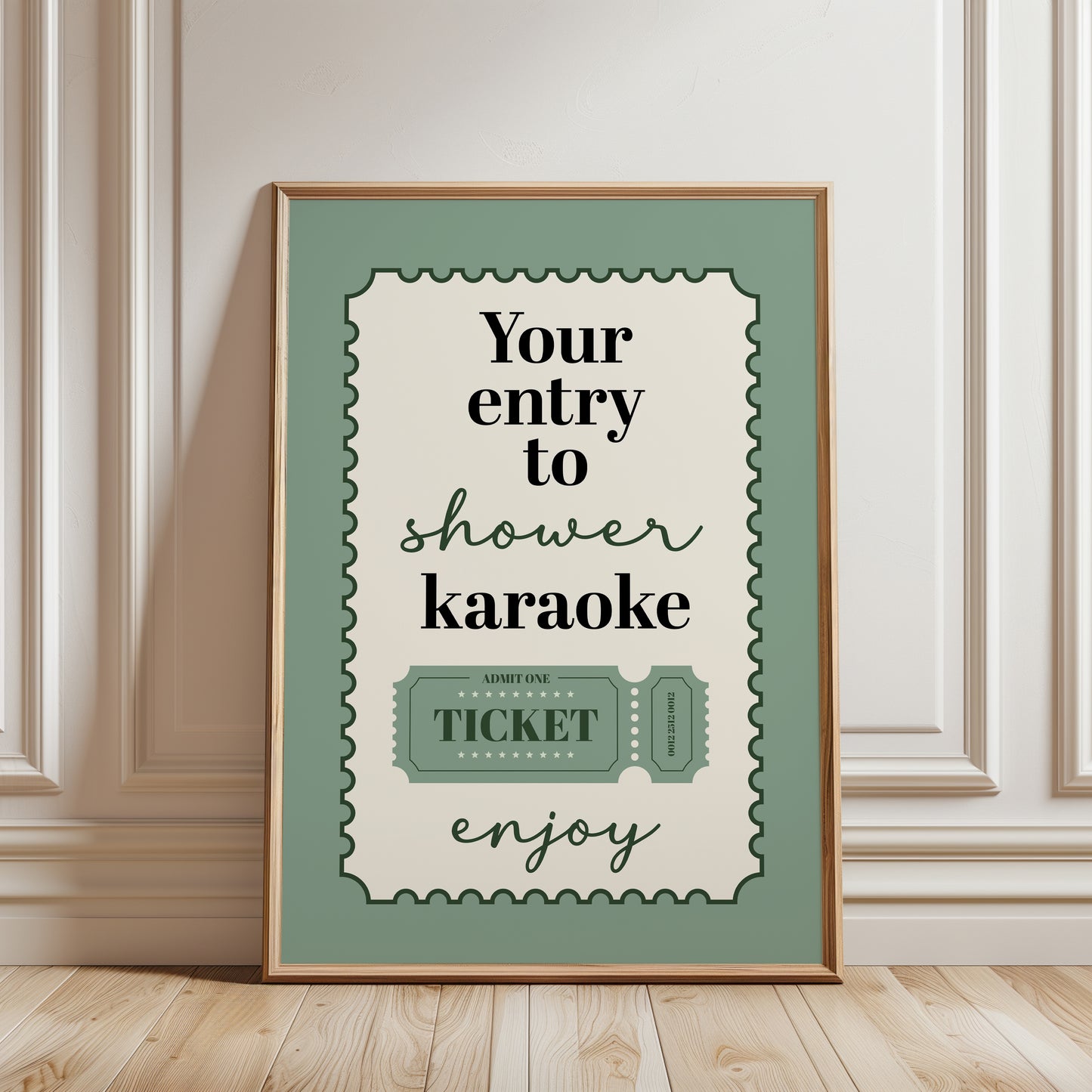 Bathroom Wall Art Print, Shower Karaoke, Green