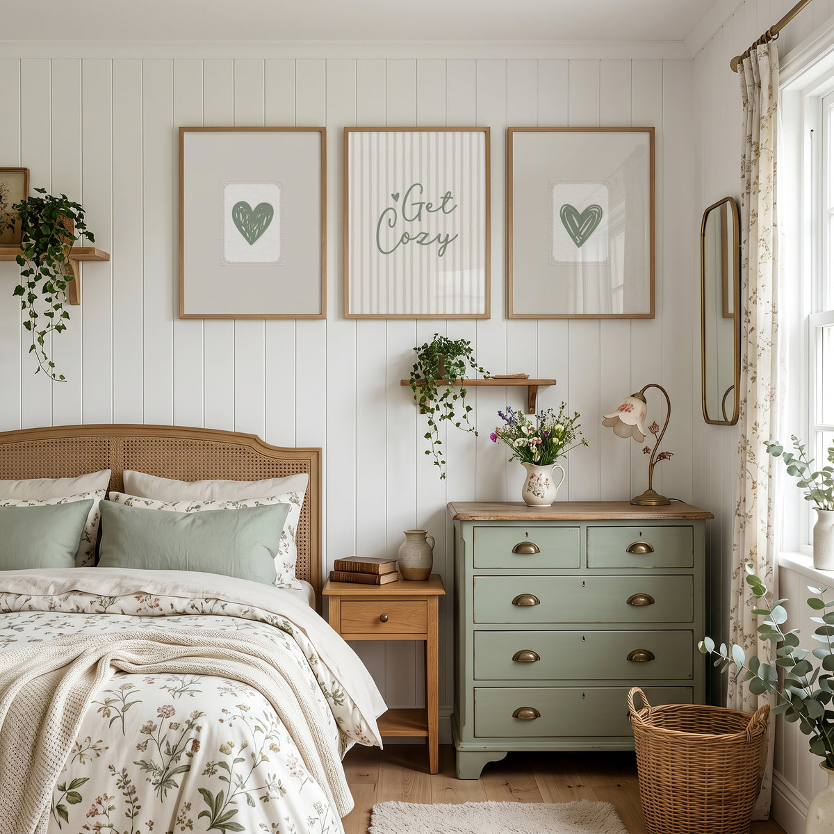 sage green bedroom prints