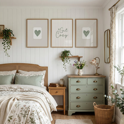 sage green bedroom prints