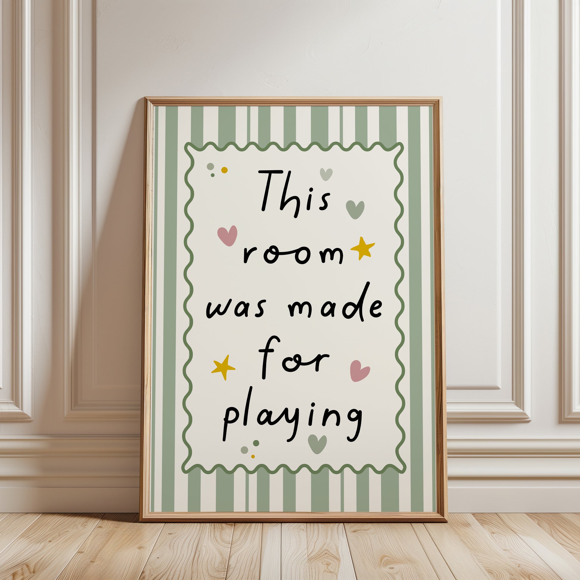 sage green playroom decor, wall art