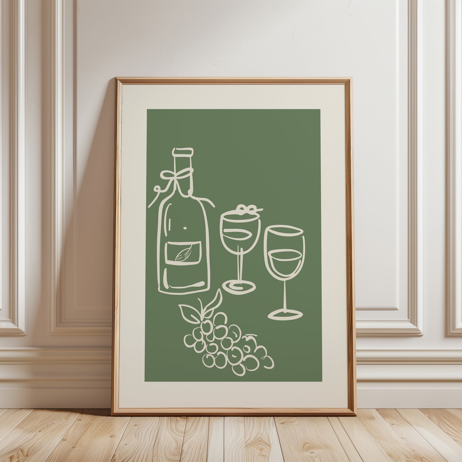 Sage green wine print