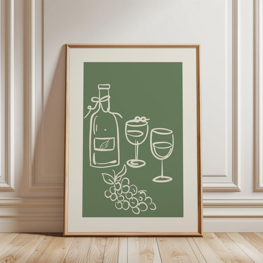 Sage green wine print