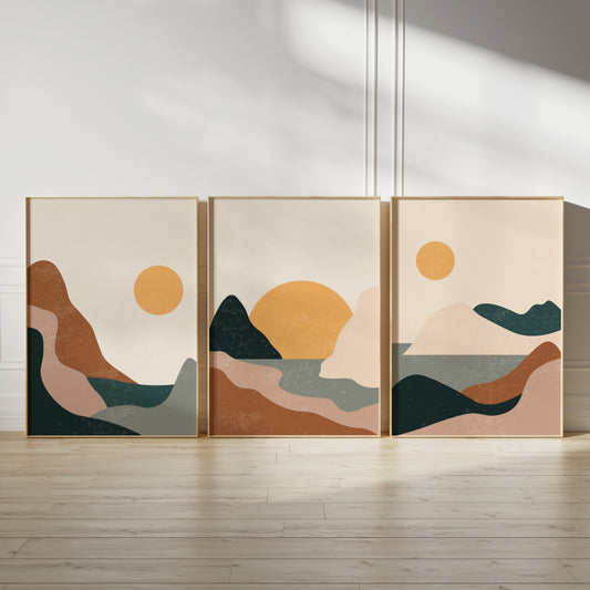 set of 3 boho landscape prints