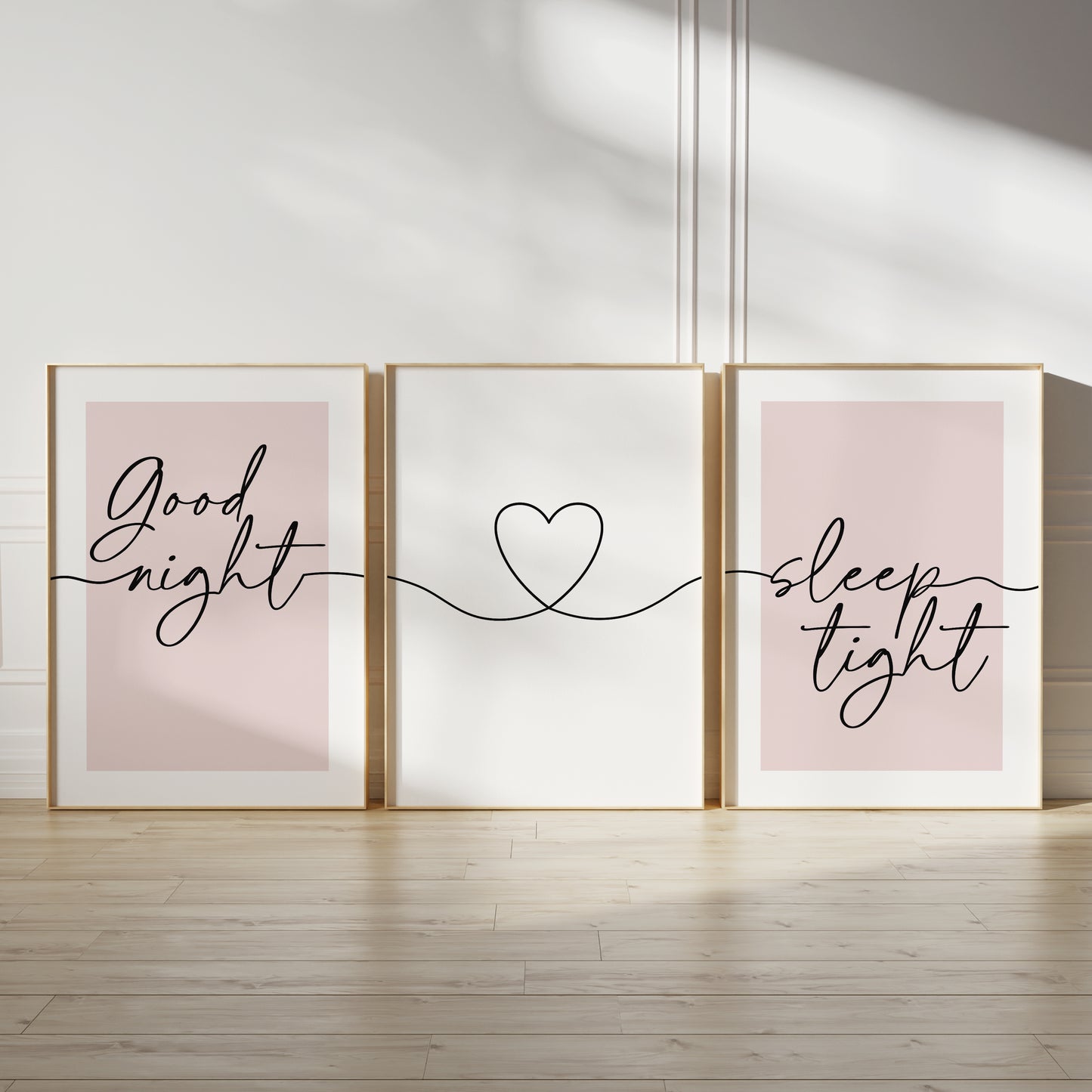set of 3 pink bedtime quote prints