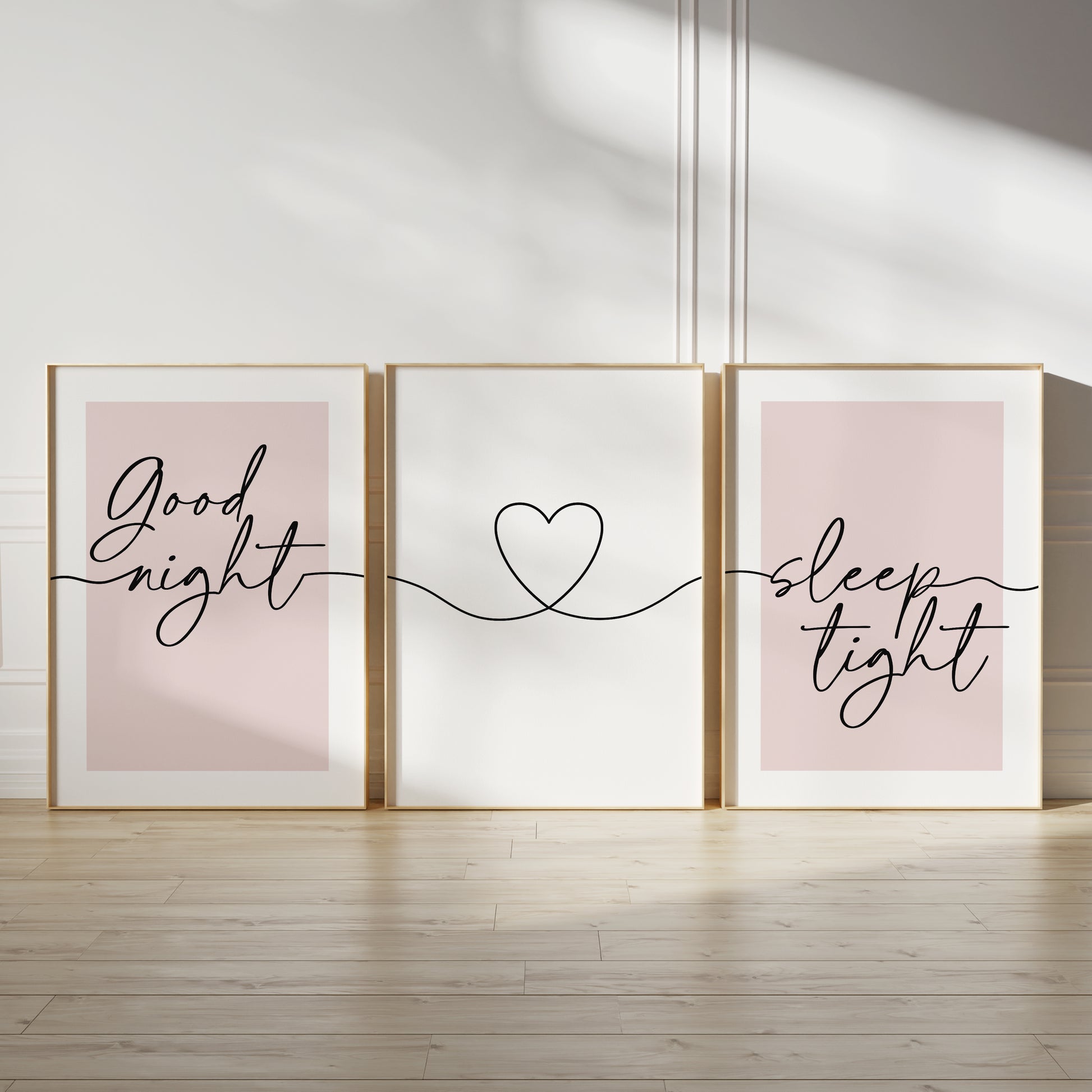 set of 3 pink bedtime quote prints