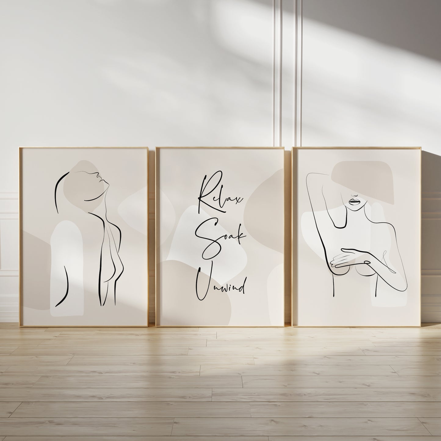 Set of three bathroom wall art prints