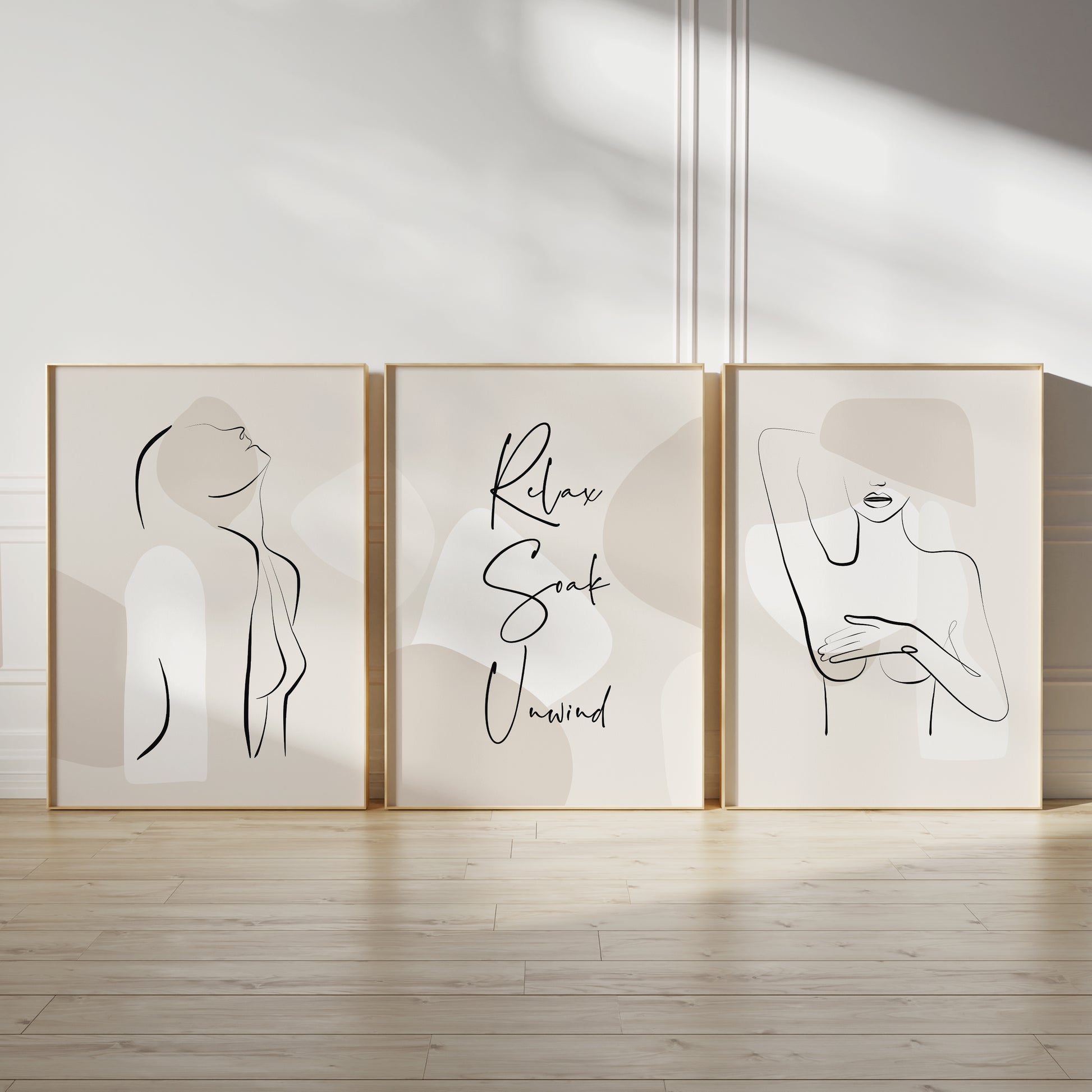 Set of three bathroom wall art prints