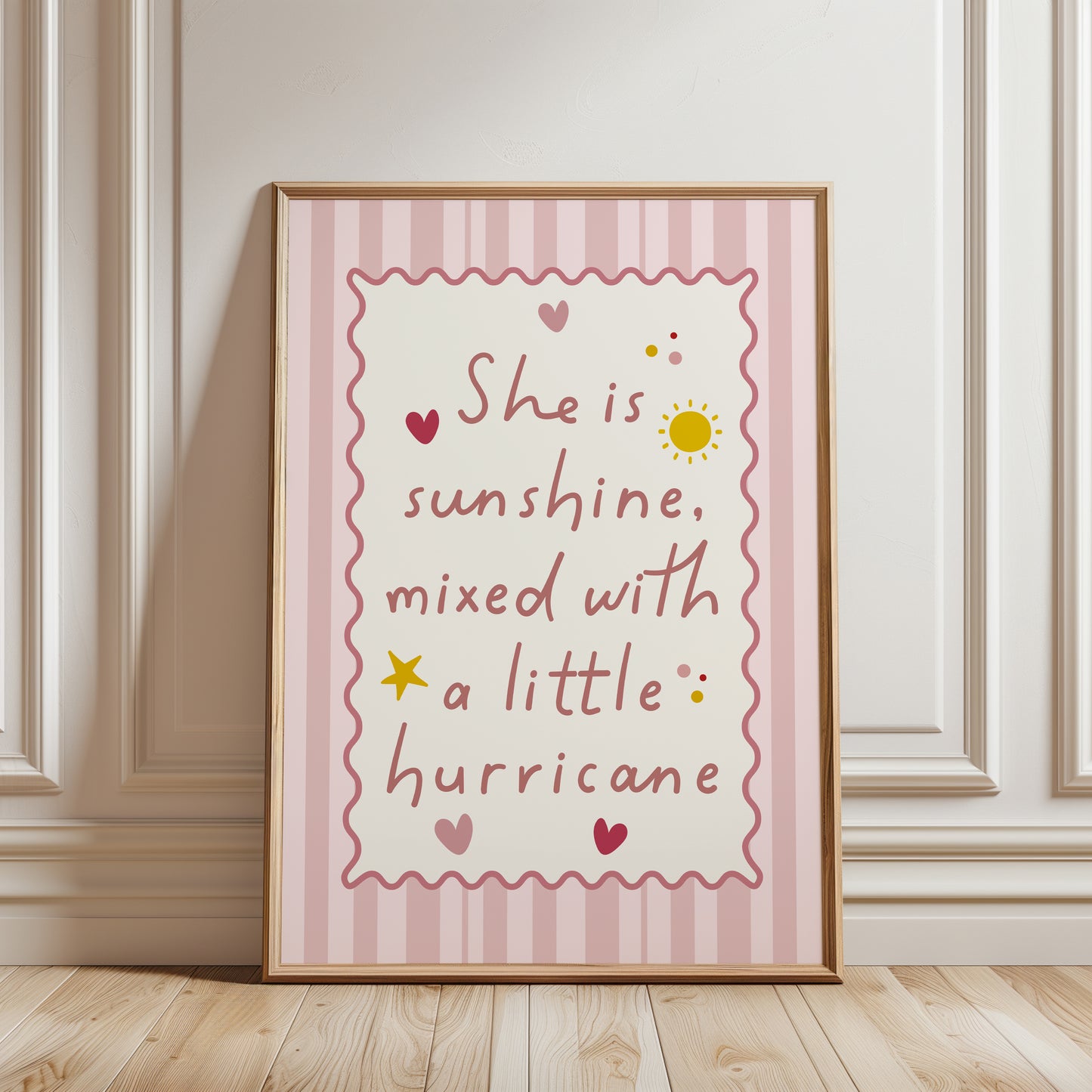 Set of 3 Girls Cute Playroom Wall Art Prints, Pink