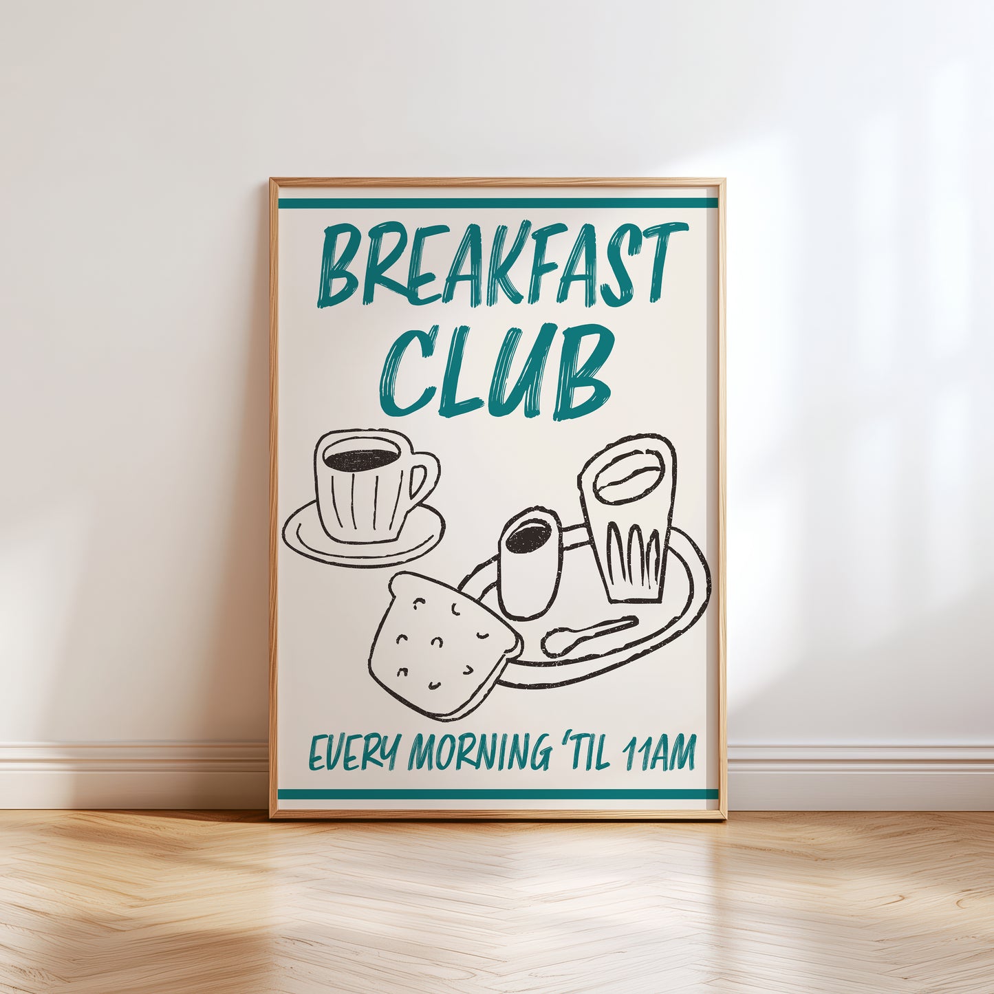 teal breakfast club kitchen print