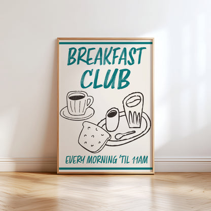 teal breakfast club kitchen print