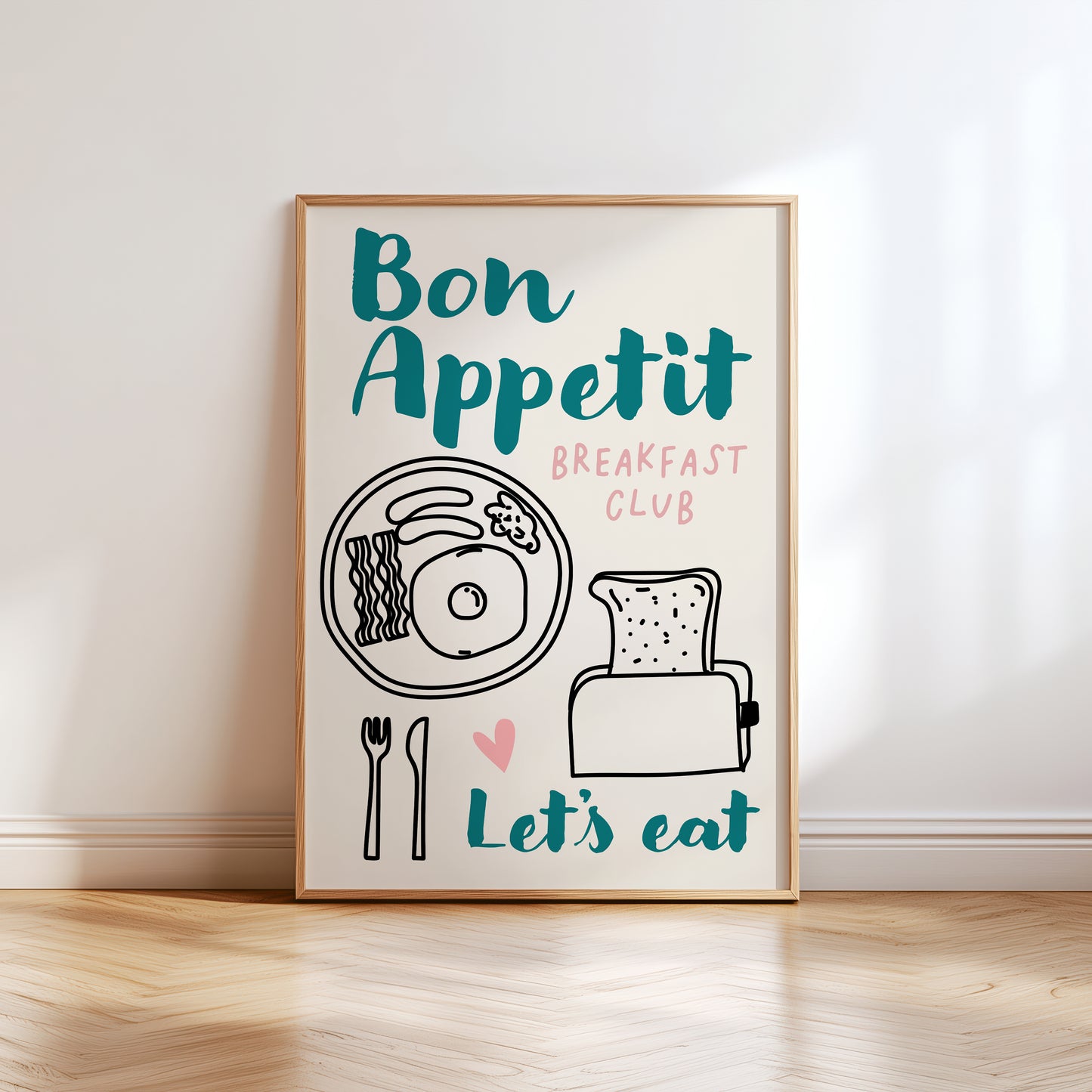 Teal bon appetit kitchen print